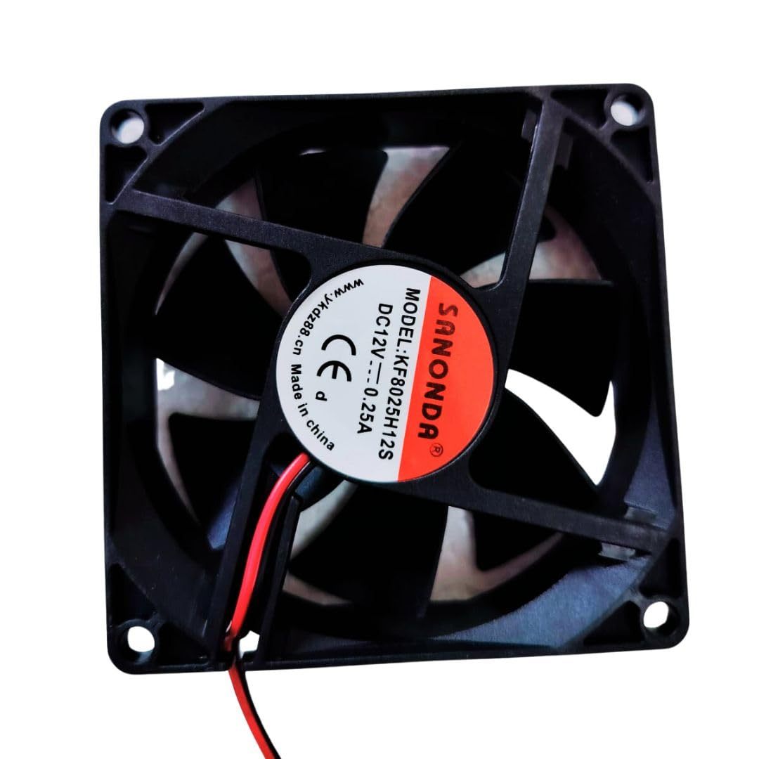80mm x 80mm x 25mm 12V Cooling Fan, Ultra Quiet High Efficiency Heat Dissipation Fan with Excellent Cooling Performance
