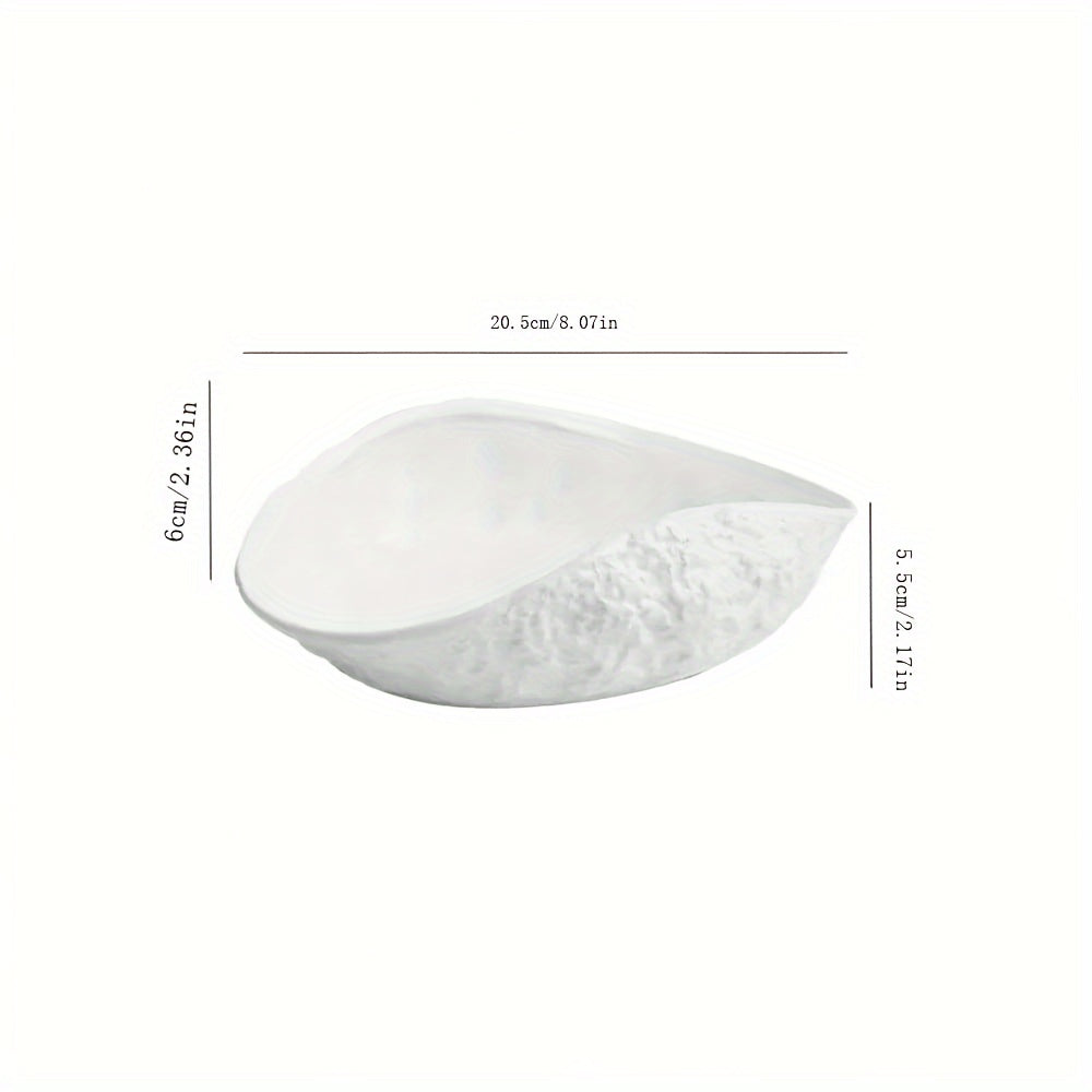 New Light Luxury Large Steamed Fish & Soup Plate, High-End Hotel Tableware, Rock Grain Shell-Shaped Ceramic Plate for Home Use
