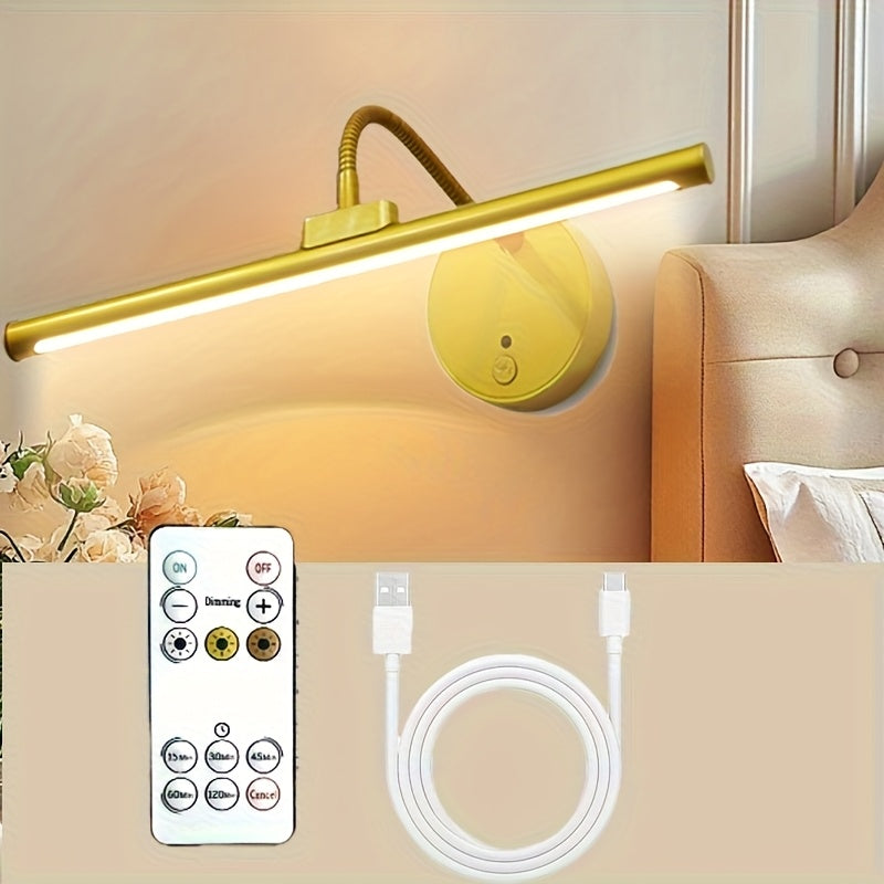 Black/Gold Universal Adjustable Rechargeable 3-Color Temperature Smart Wall Light - with Remote Control, USB Rechargeable Vanity Light, Indoor Night Light, Cabinet Light, Display Light, Bathroom LED Light, Bathroom Hallway Lighting