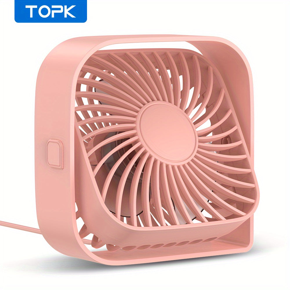 TOPK Personal Desktop Fan, 3-Speed 4-Inch Small USB Portable Fan, USB Plug-In Mini Cooling Fan, 360° Rotatable Quiet Desktop Fan, Ideal for Home Office Bedroom Dorm Indoor Outdoor Summer Gifts