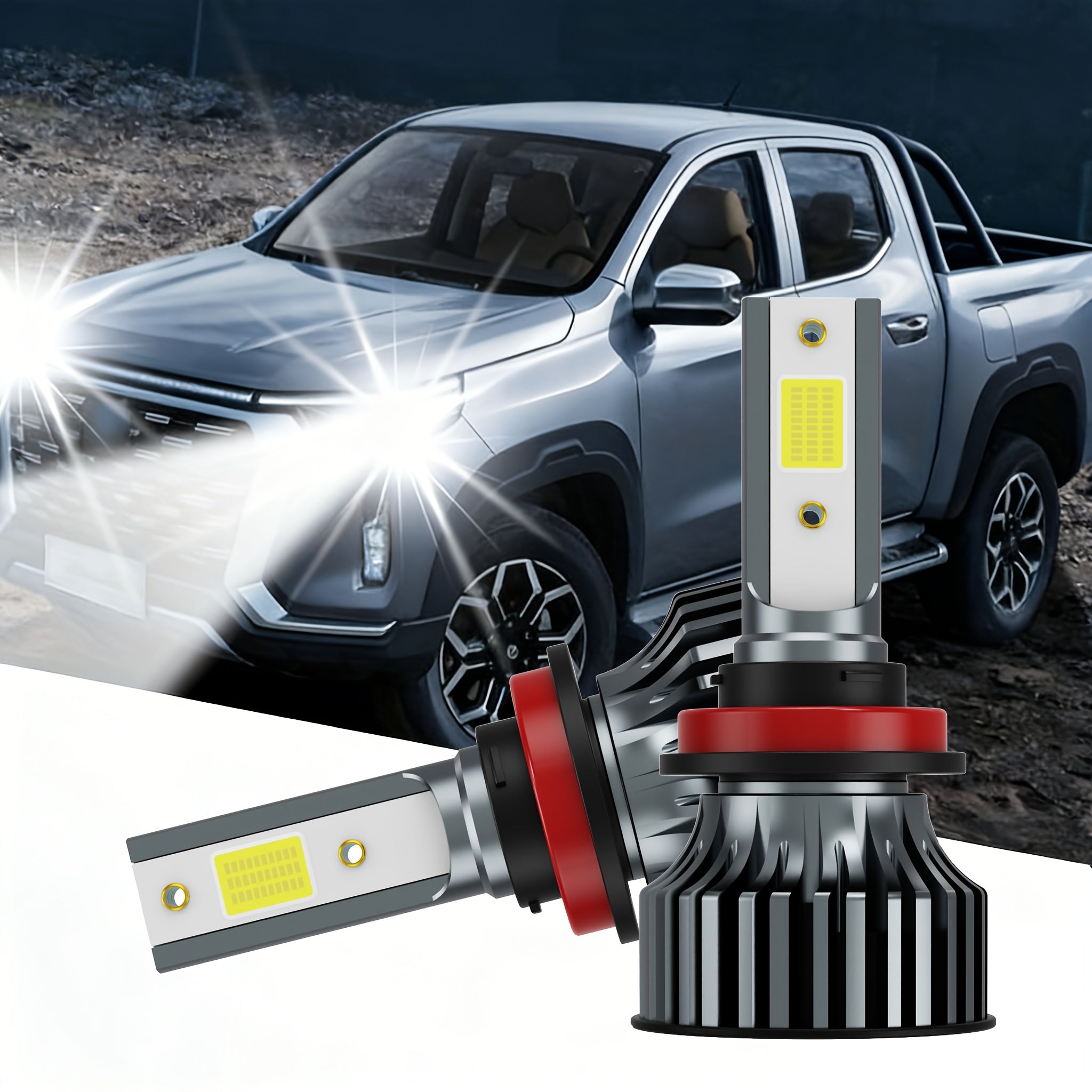 2-Pack 50000 Lumens H4 H7 H11 9005 HB3 9006 HB4 9004 9007 H13 High Power LED Car Bulbs 6500K 12V Car Light