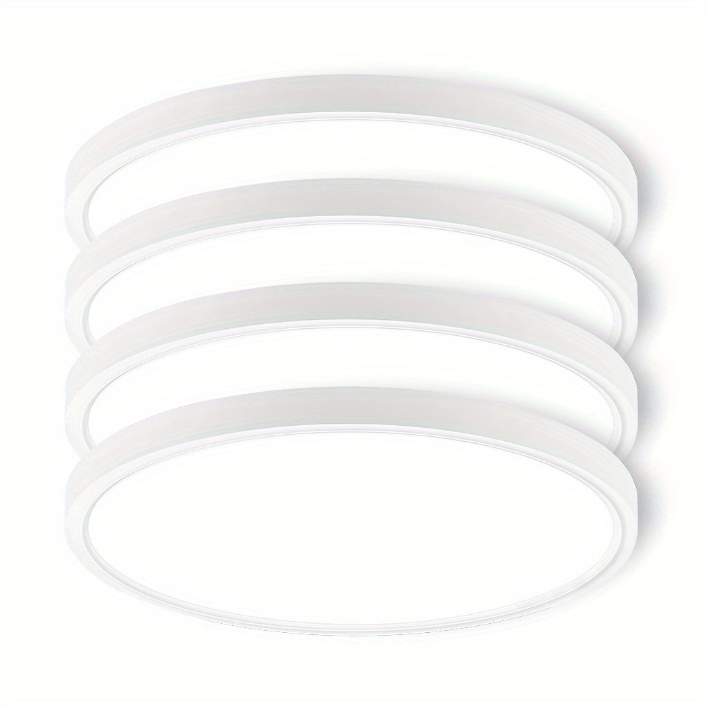 1/2/4-pack modern minimalist ultra-thin flush mount ceiling light - dimmable 2400 lumens, 3 color temperatures (warm/cool/daylight), plug-and-play 24W, 120V, black suitable for large spaces/high ceilings (plastic housing, ETL certified)