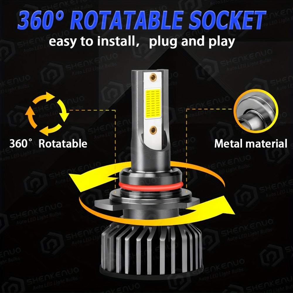 9005+9006 / 9012+H11 LED Headlight Bulbs High/Low Beam Combo Set Super Bright White Light 4-Pack New Upgraded Chip Design Plug-and-Play LED Bulbs Lifespan Up to 50,000 Hours Fits 9005+9006, 9012+H11 Models