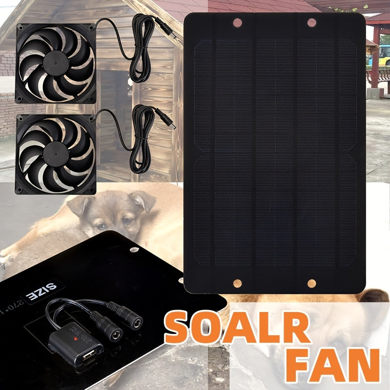 RCL-Solar Fan, 2 Fans, Solar Powered, Solar Ventilation Exhaust Fan Air Circulation Outdoor Kit, Suitable for RV Travel, Camping, Pet House, Window, Chicken Coop, Greenhouse, Shed