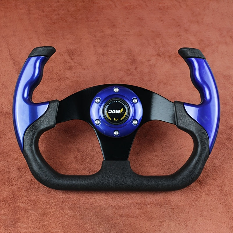 Universal 13 Inch 330mm Black Red Blue Carbon Fiber Pattern PU Leather Aluminum Alloy Half-Spoke Steering Wheel