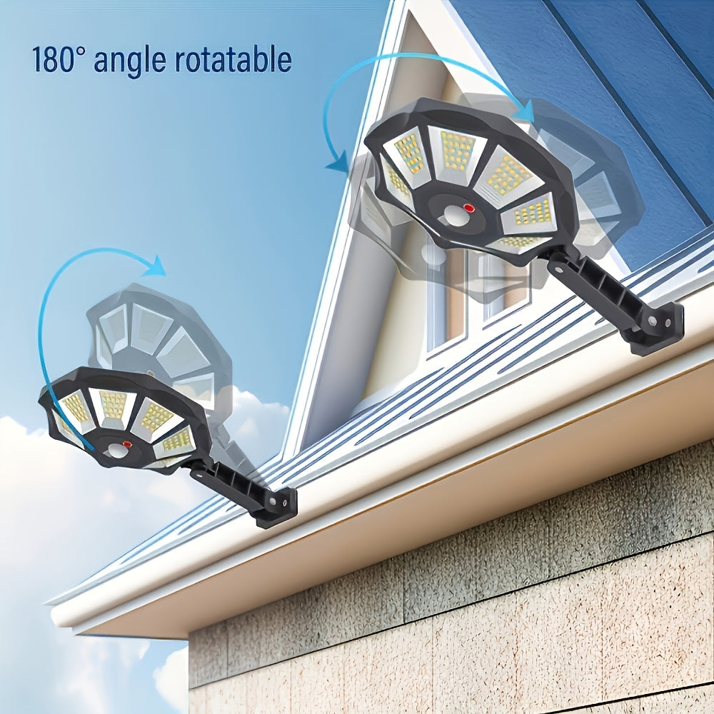 Commercial Street Solar Street Light, 168LED, Searchlight with Motion Sensor, Solar Light for Commercial Area Lighting Suitable for Courtyard, Warehouse, Exterior Wall