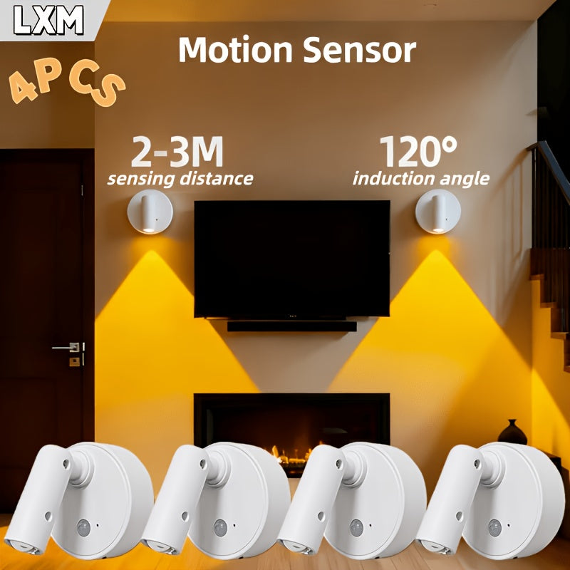 2026 New White/Black LED Sensor Spotlight, Picture Wall Light, Spot Light, Motion Sensor + Touch Dimming, 7-Color RGB Dynamic Gradient Effect, Round Spot Light, Decorative Ambient Light, USB Rechargeable, Magnetic Installation