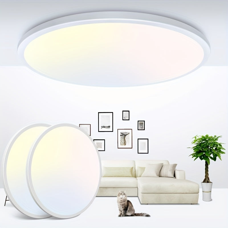 1/2/4/6/8/10 PA 12-Inch LED Flush Mount Ceiling Light, 28W 3200lm Black Ultra-Thin Flat Mount Light, 3 Color Temperatures in One 3000K/4500K/6000K Low-Profile Lighting Fixture, Suitable for Bathroom and Kitchen