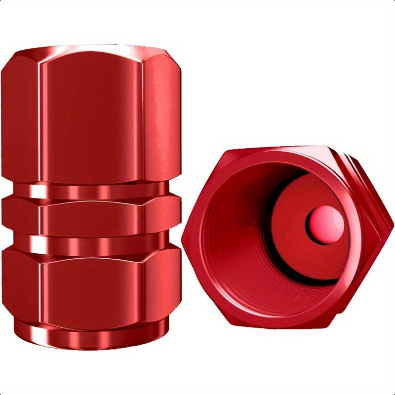 12-Pack Red Hexagon Tire Valve Stem Caps – Premium Metal with Rubber Seal, Universal Fit for Cars, SUVs, Motorcycles, Bicycles & Trucks (Red)