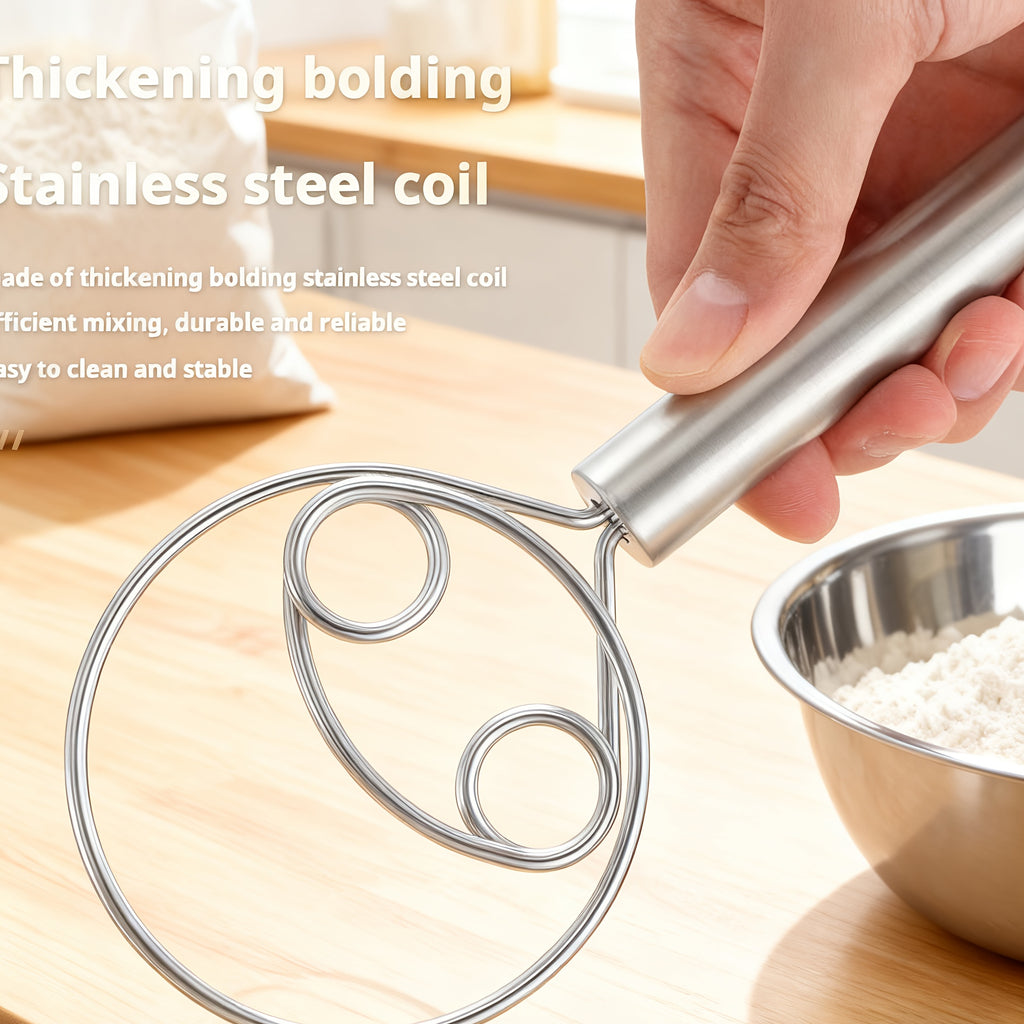 Manual Dough Mixer, Multifunctional Stainless Steel Dough & Egg Beater Stirring Stick, Ideal for Pasta, Mashed Potatoes, Kitchen Gadget & Gift