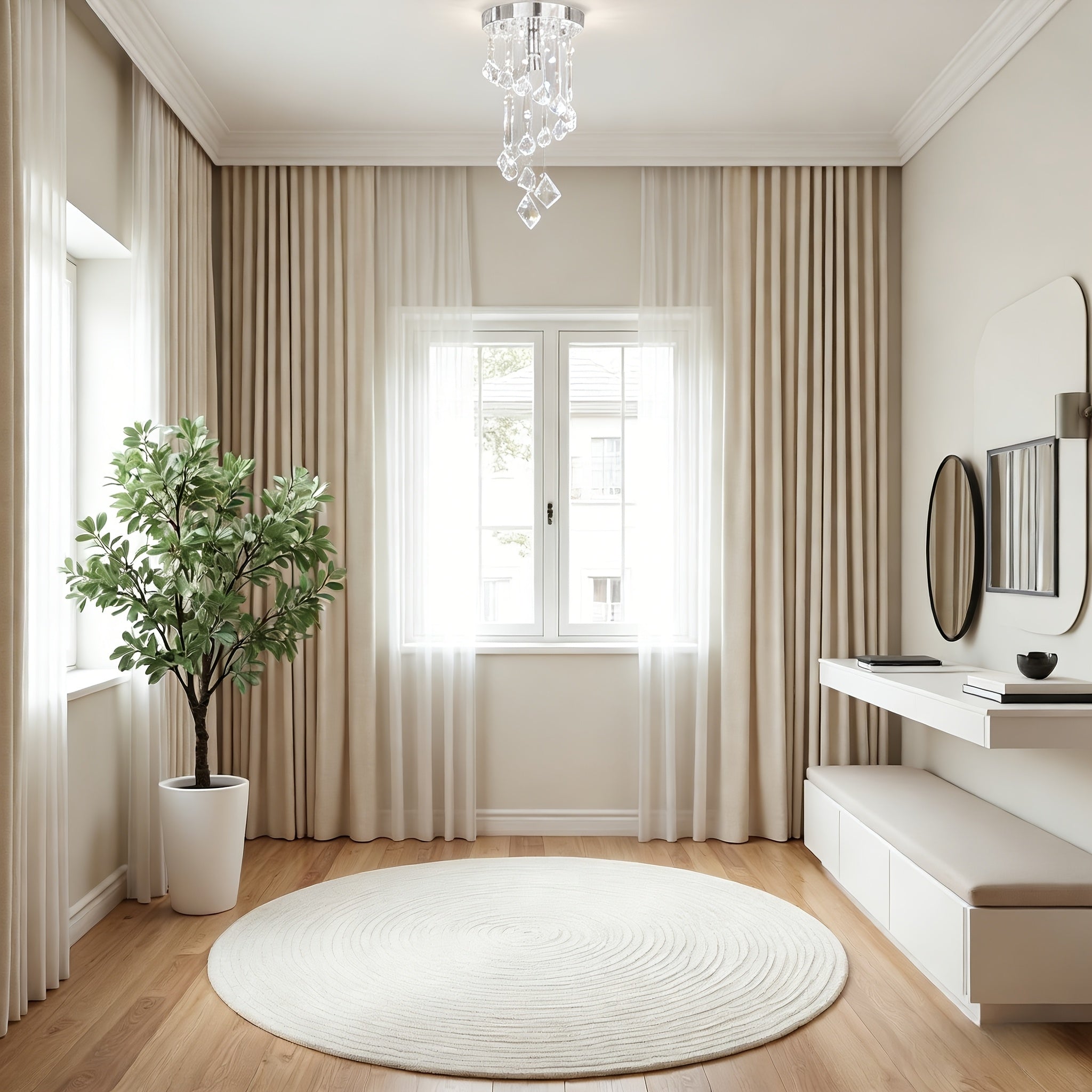 Luxury silver crystal chandelier, featuring modern fishing line design and metal structure, perfectly suitable for living room, dining room, bedroom and kitchen. E14 base (bulbs not included)