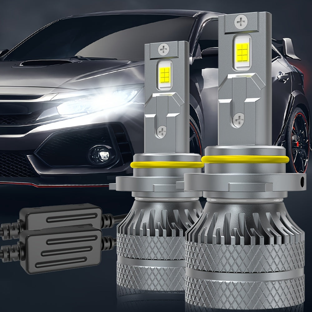 2-Pack Car LED Headlight Bulbs, Providing 29,400 Lumens, 220 Watts, and 6500K Cool White Color Temperature. Compatible with H1, H4, H7, H18, H8, H9, H11, H16, 9005, 9006 and 9012 Sockets, No Battery Included