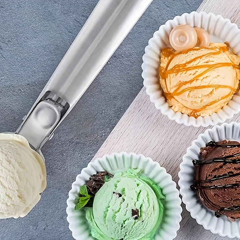 Stainless Steel Ice Cream and Fruit Scoop, Durable Round Melon Baller, Food Safe Scooper for Watermelon, Cantaloupe and Papaya