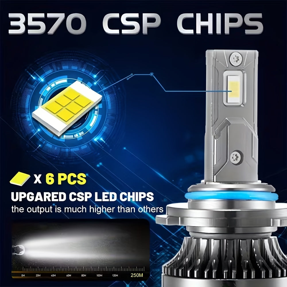 2-Pack H1 H7 H4 H11 HB3 9005 HB4 9006 9012 HIR2 Car Headlight Bulbs 30000 Lumens 350W Auto Front Headlights 12V 6500K Color Temperature