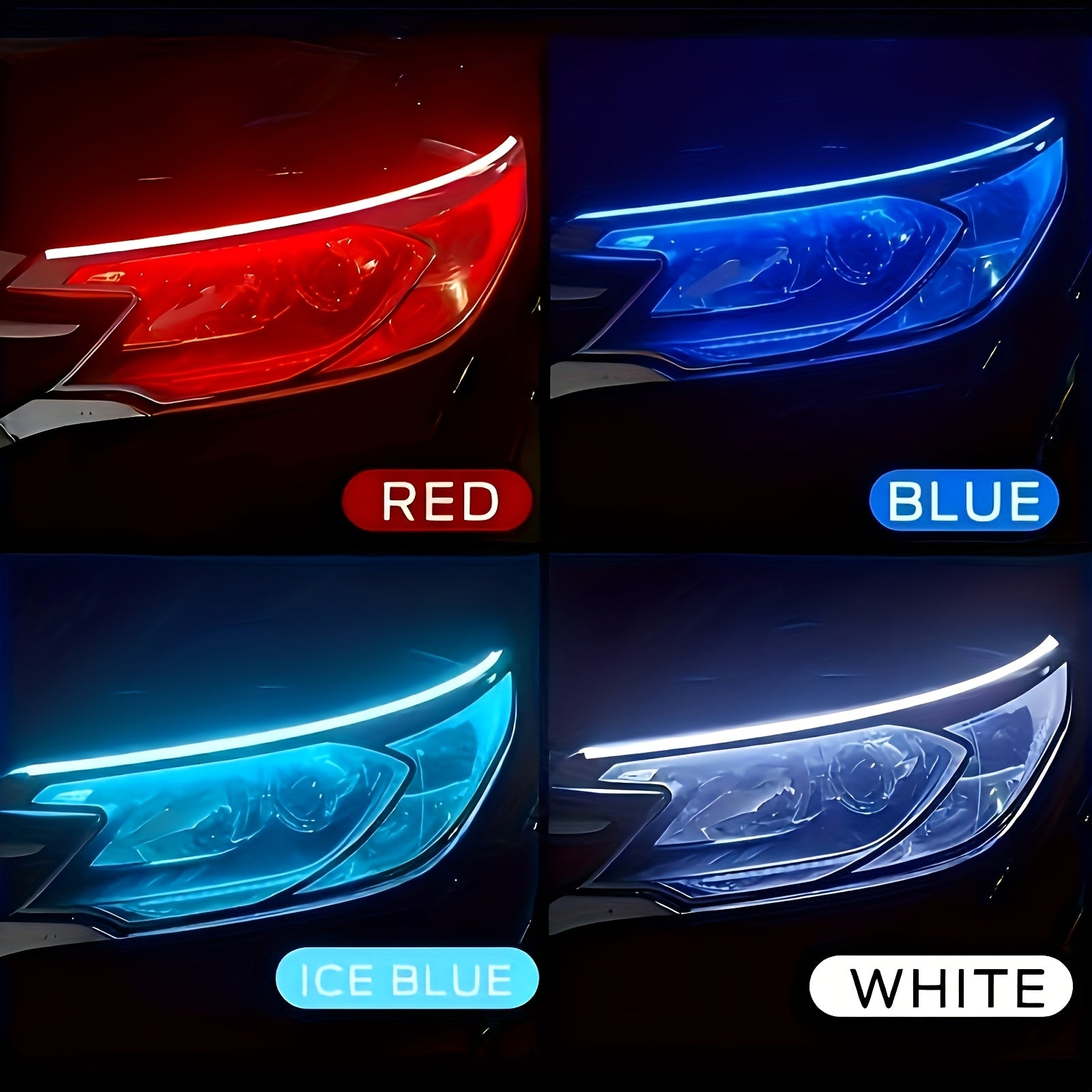 2pcs 12V LED 灯条 - 可变形汽车白色和黄色流光灯，用于指示灯和环境照明，不需要电池，≤36V 运行，非常适合汽车和房间装饰，指示灯|现代汽车照明|LED 灯条