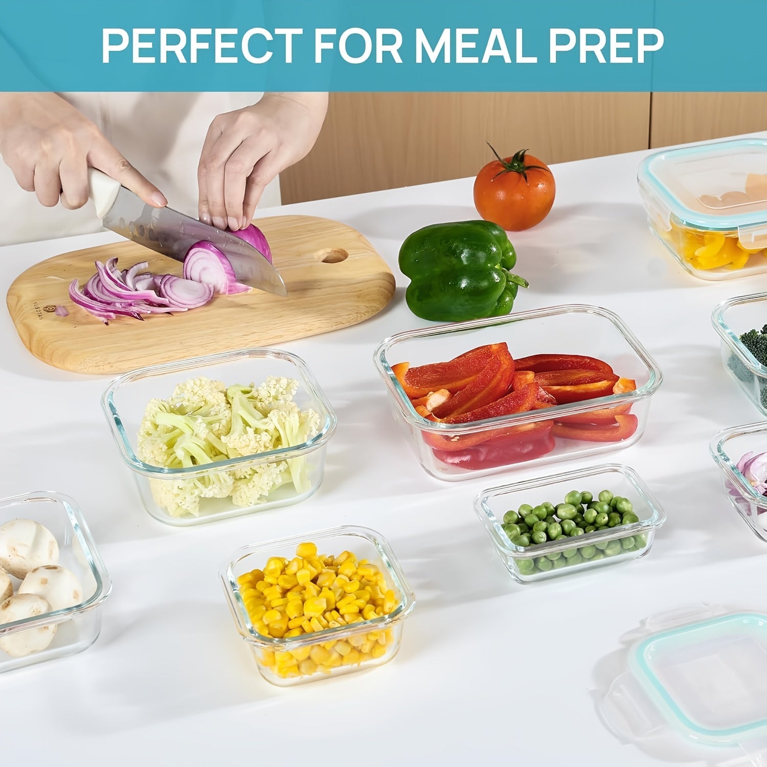 4/8 Pack Glass Food Storage Containers, Meal Prep Use, Airtight Bento Boxes with Leak-Proof Locking Lids, Microwave, Lunch Box, Oven, Refrigerator and Dishwasher Safe