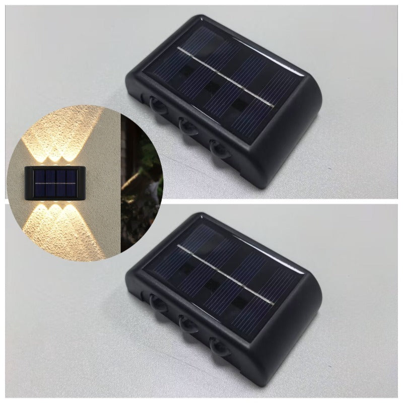 6LED Adjustable Solar Wall Washer Light, Up and Down Adjustable Convex Mirror Wall Light / Warm Light, Outdoor Landscape Light, Villa Lighting | Architectural Lighting, Courtyard Beautification | Villa Exterior Wall Art Wall Washer Light