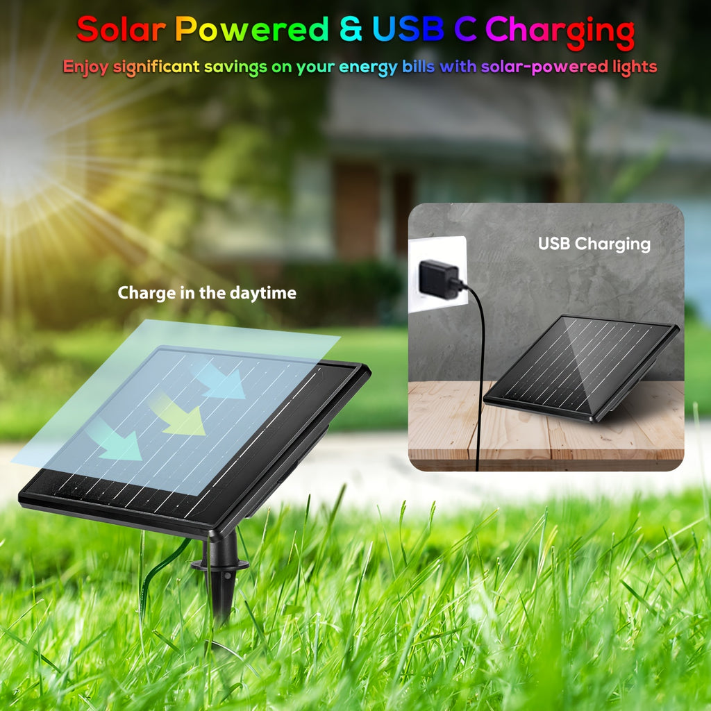 Solar Landscape Spotlight, Outdoor Auto On/Off Solar Spotlight, Courtyard Lighting for Patio, Garden, Lawn, Plants, Trees, Walls, Fences, 4 Pack / 8 Pack, Multiple Colors Available (Black Cable), IP65 Protection Rating