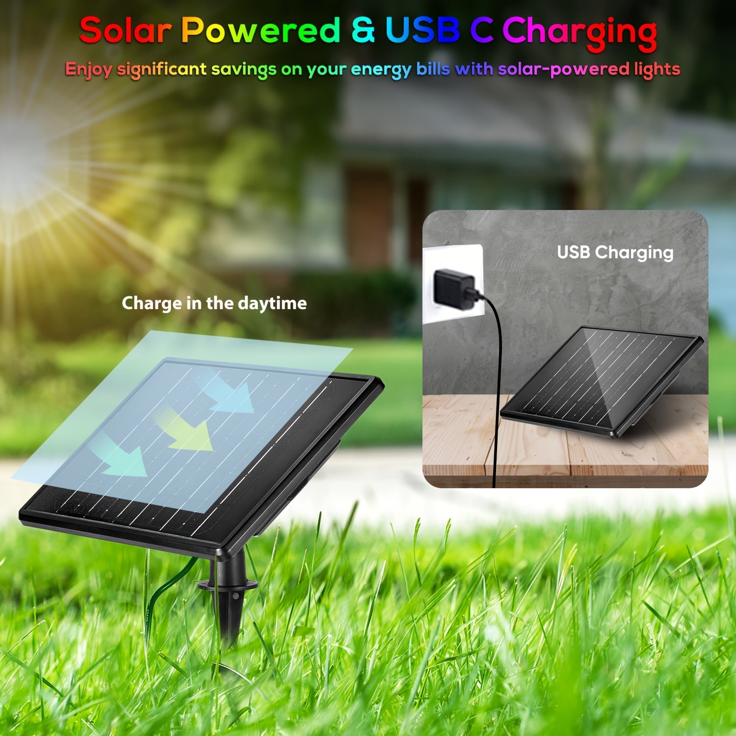 Solar Landscape Spotlight, Outdoor Auto On/Off Solar Spotlight, Courtyard Lighting for Patio, Garden, Lawn, Plants, Trees, Walls, Fences, 4 Pack / 8 Pack, Multiple Colors Available (Black Cable), IP65 Protection Rating