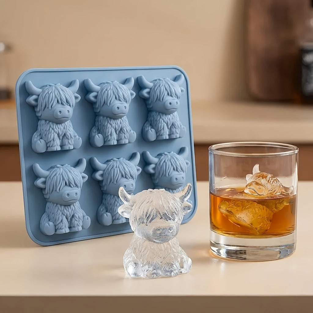 1/2Pcs Mini Highland Cow Ice Cube Mold – Cute 3D Ice Cubes, Perfect for Drinks, Parties and Gifts