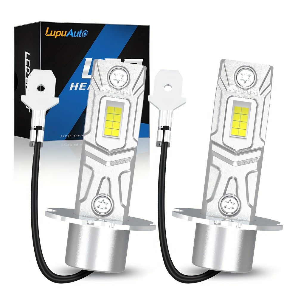 H3 LED Bulbs, Super Bright 1:1 Mini Size 20000LM 90W 12V 6000K White Fanless H3 LED Bulbs, for Fog Light, Daytime Running Light, High/Low Beam, Plug-and-Play, No Adapter Needed, Non-Polarity, 2-Pack
