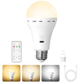 Rechargeable remote control timer bulb, backup battery bulb for wall lamps and desk lamps, emergency rechargeable bulb for non-hardwired fixtures, 3 color temperatures, dimmable, 36V and below