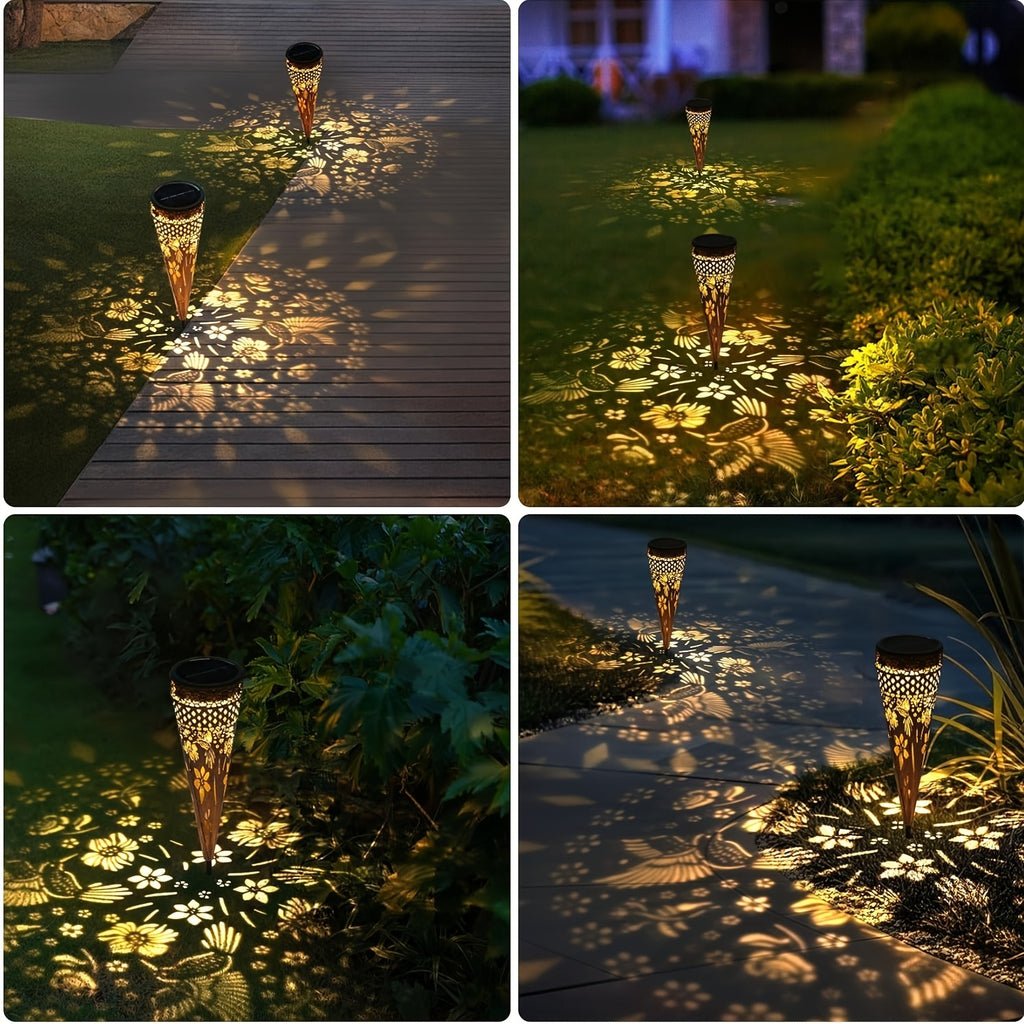 6/4/2-Piece Solar Hummingbird Metal Courtyard Garden Light Street Landscape Light Solar Powered Patio Walkway Path Light Waterproof Lawn Decoration Gift for Mom Grandma