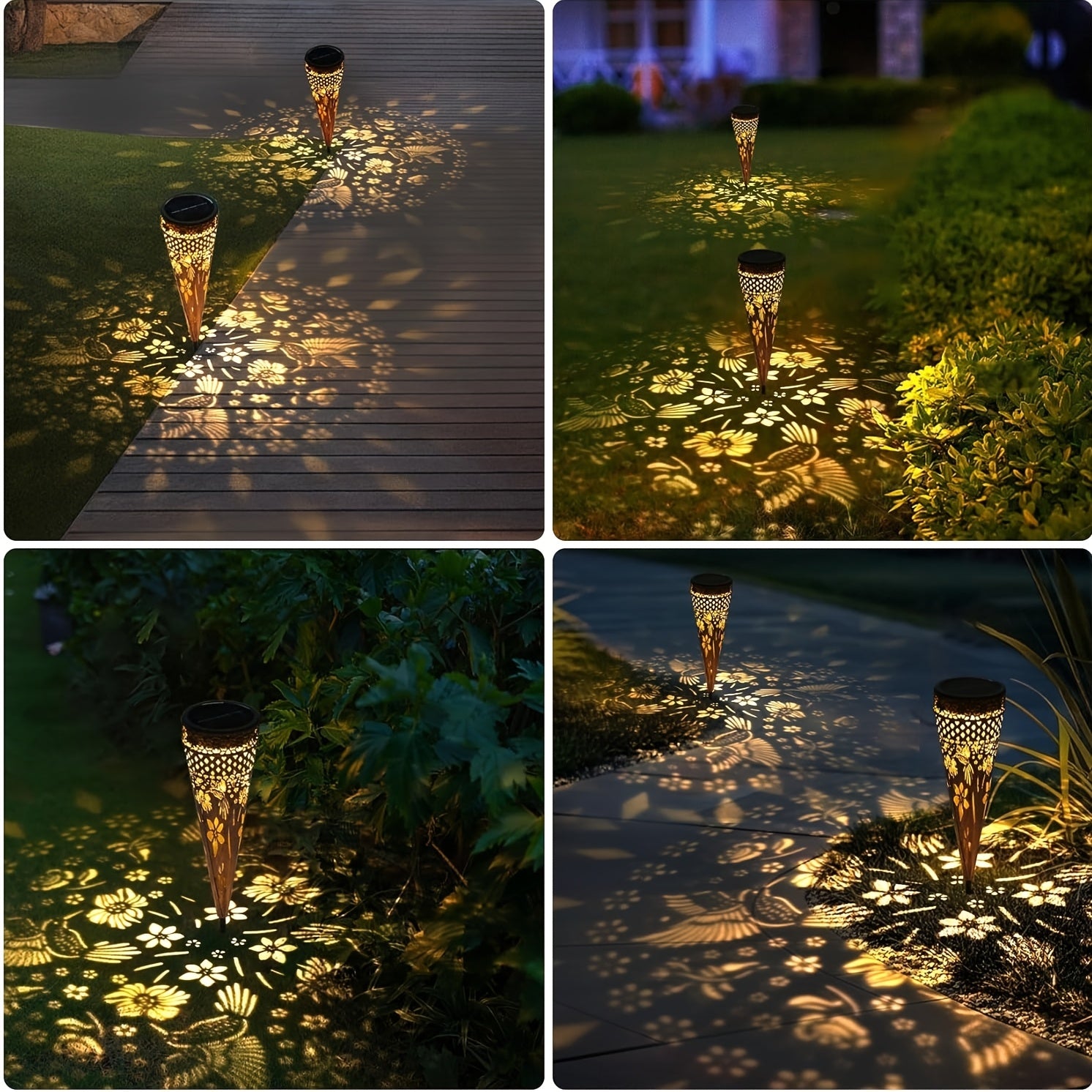 6/4/2-Piece Solar Hummingbird Metal Courtyard Garden Light Street Landscape Light Solar Powered Patio Walkway Path Light Waterproof Lawn Decoration Gift for Mom Grandma