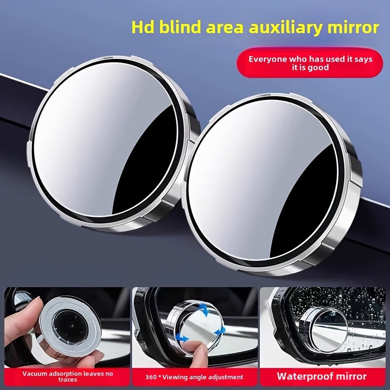 2-Piece Rotatable Blind Spot Mirror Set – High Clarity Convex Glass | Facilitates Driving & Lane Changing | Enhances Blind Spot Awareness | Stylish Car Decoration | Sturdy Design
