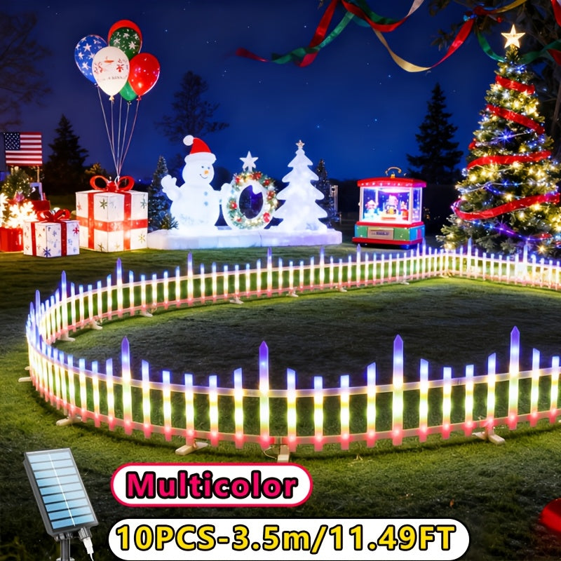 Solar Outdoor Light, 5/8/10-Piece Options, Spring Garden Decorative Fence String Light, 20 Flashing Modes, Ultra-Long Battery Life 3600mAh Lithium Battery, Suitable for Lawn, Path, Christmas Atmosphere and Birthday Scenes