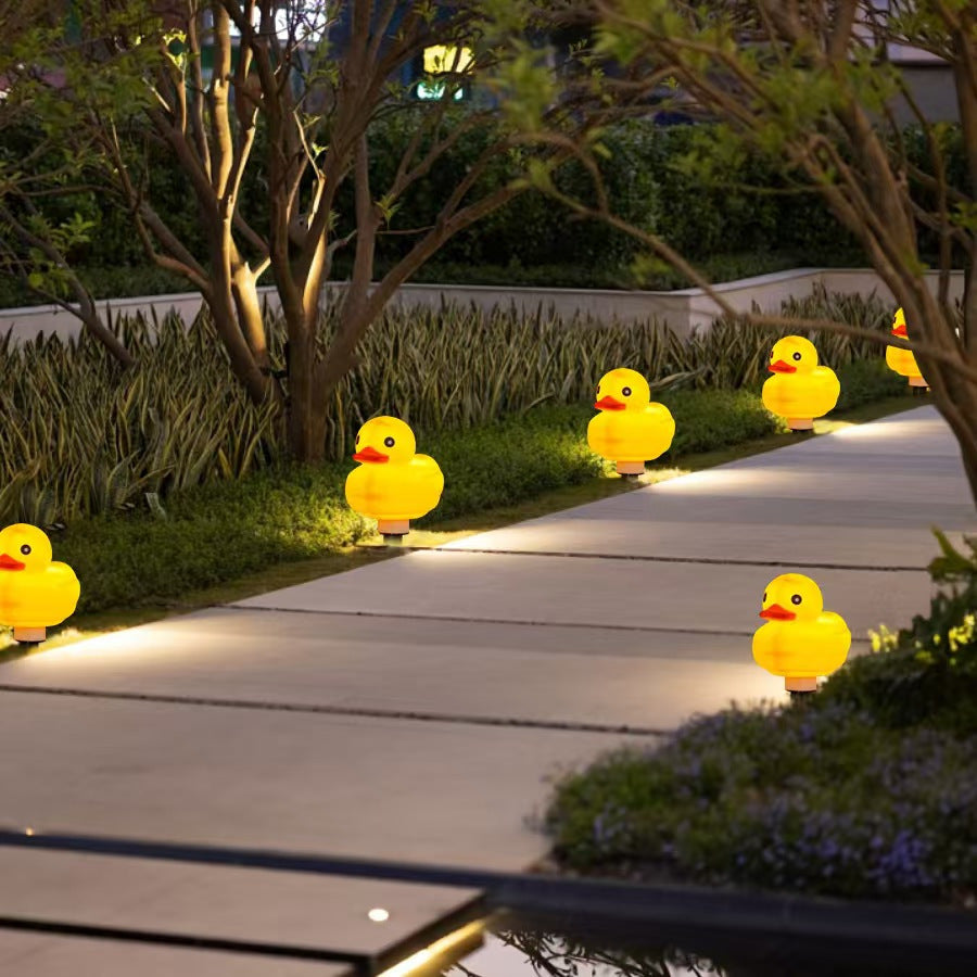 Solar Yellow Duck Light, Multi-Color Changing 8 LED, for Flower Garden Courtyard, Christmas and Halloween Decorative String Light