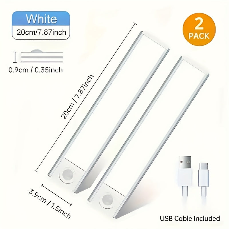[Magnetic LED light] 2-pack rechargeable magnetic LED motion sensor light | wireless, adjustable brightness and color, cabinet light, wardrobe lighting, stylish modern design | available in 7.87in / 11.8in / 15.7in lengths