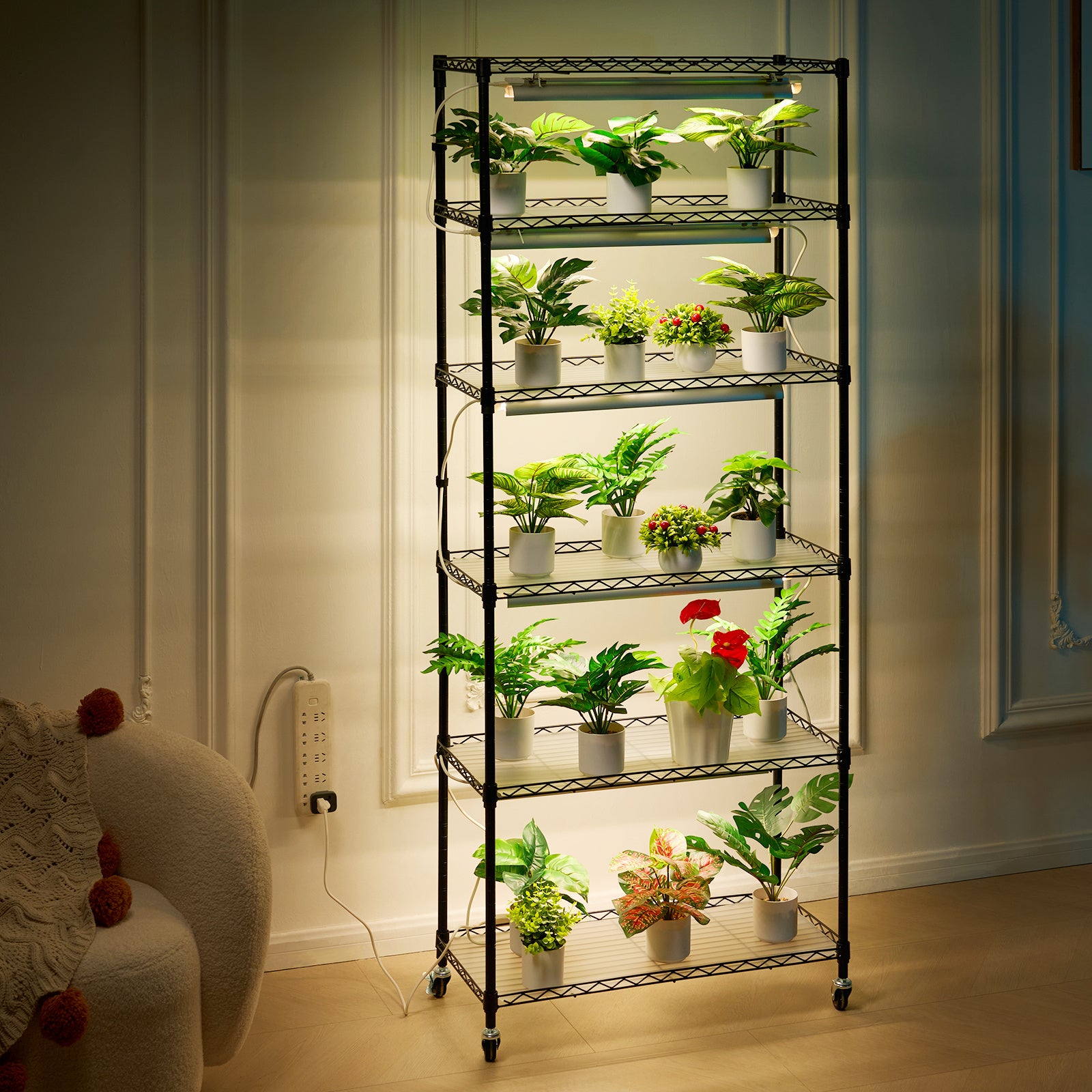 VEVOR Plant Stand with Grow Light, 6 Tiers, 150W, 70.9" Tall Plant Grow Shelf