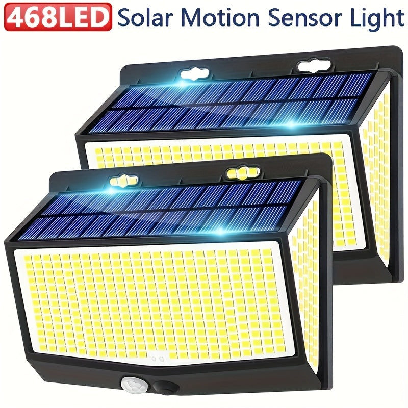 1/2/4 Pack Solar Outdoor Wall Light, Equipped with 468 LED Beads, with PIR Motion Sensor, Outdoor Solar Street Light Features 3 Lighting Modes, IP65 Protection Rating, Perfect for Courtyard Garden