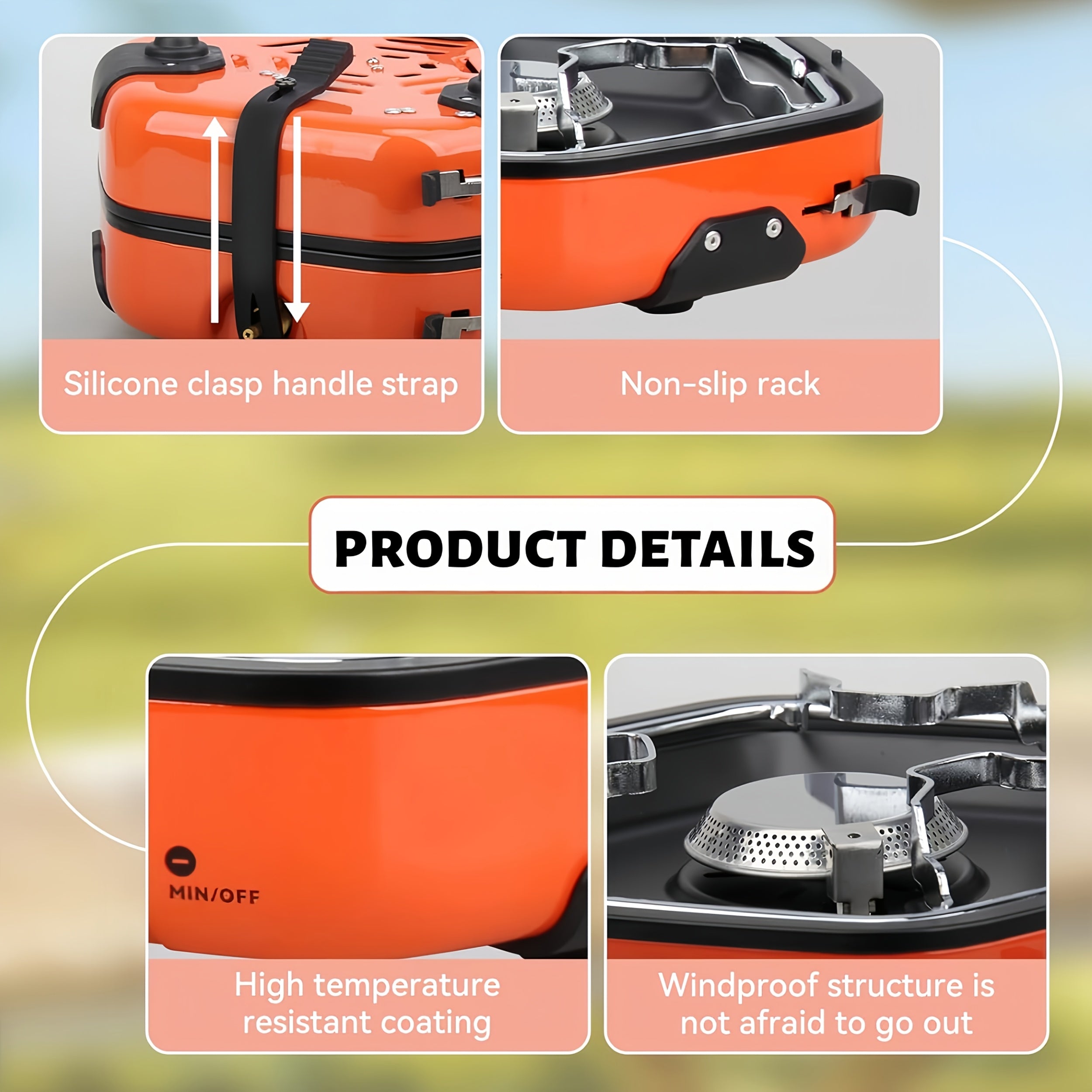 Portable Folding Camping Stove, Dual Burners That Work Simultaneously, Carbon Steel Housing, Built-in Ignition and Flame Control, Ideal for Outdoor Camping, Hiking, Adventure, and More