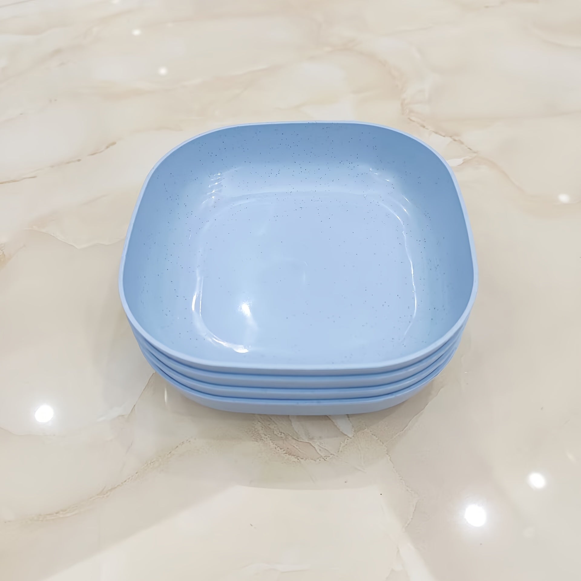 4/5Pcs Square Deepened Plates, Thickened Lightweight Dinner Plates, Microwave Safe & Dishwasher Washable, Easy Clean Stackable Shatterproof Tableware, Ideal for Fruit Salad Dessert Party Camping & Back to School