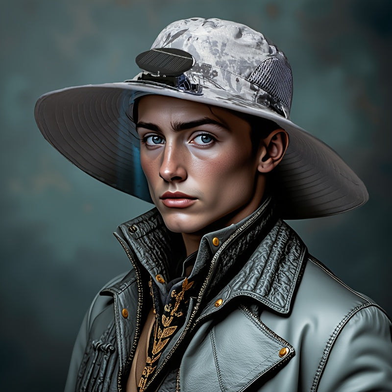 Unisex Solar Fan Boonie Hat, Reinforced Steel Wire Brim, 3-Speed Solar Fan with USB Charging, Breathable Cooling Design, Extra Wide Brim for Full Protection, Ideal for Hiking, Travel, Gardening and Outdoor Activities