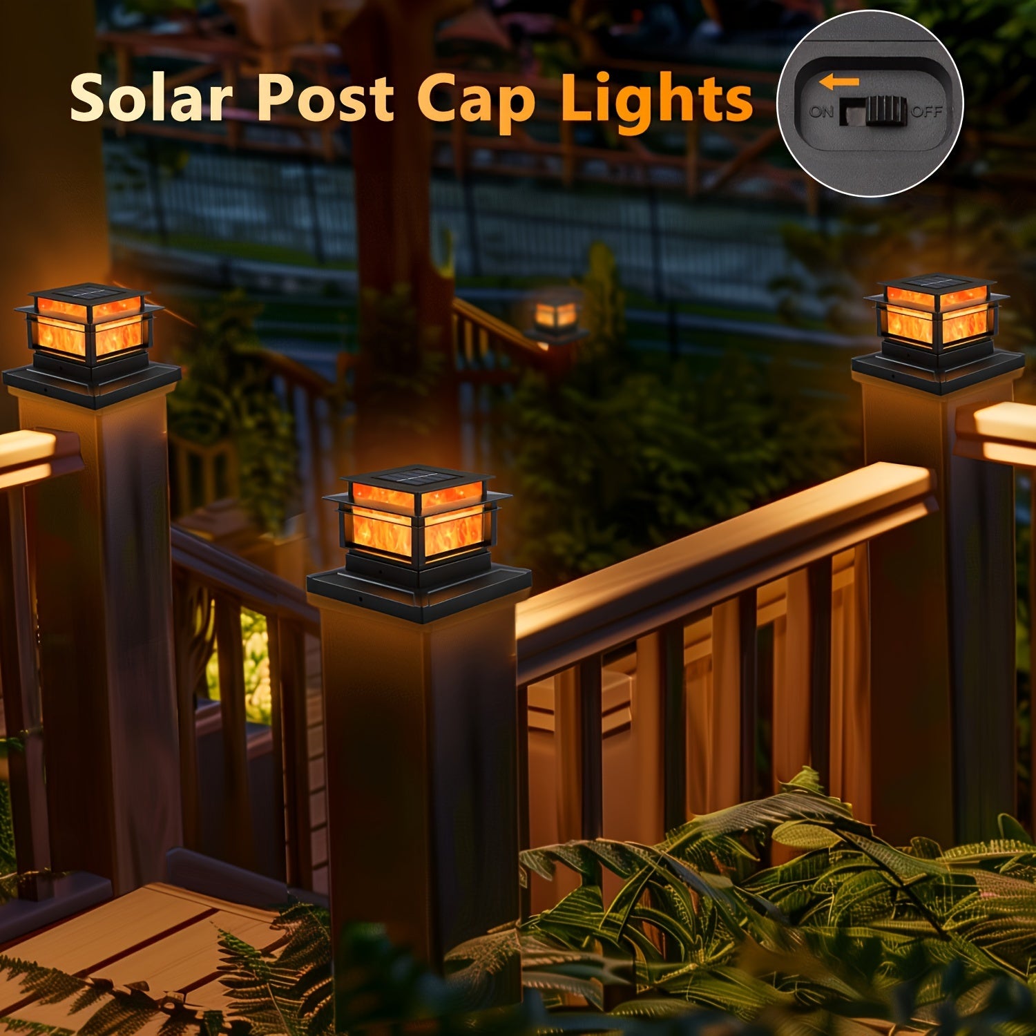 6 Pack Solar Post Lamp Cover, Outdoor High-Brightness LED Solar Fence Deck Light, Suitable for Garden, Porch, Patio, Staircase Decoration