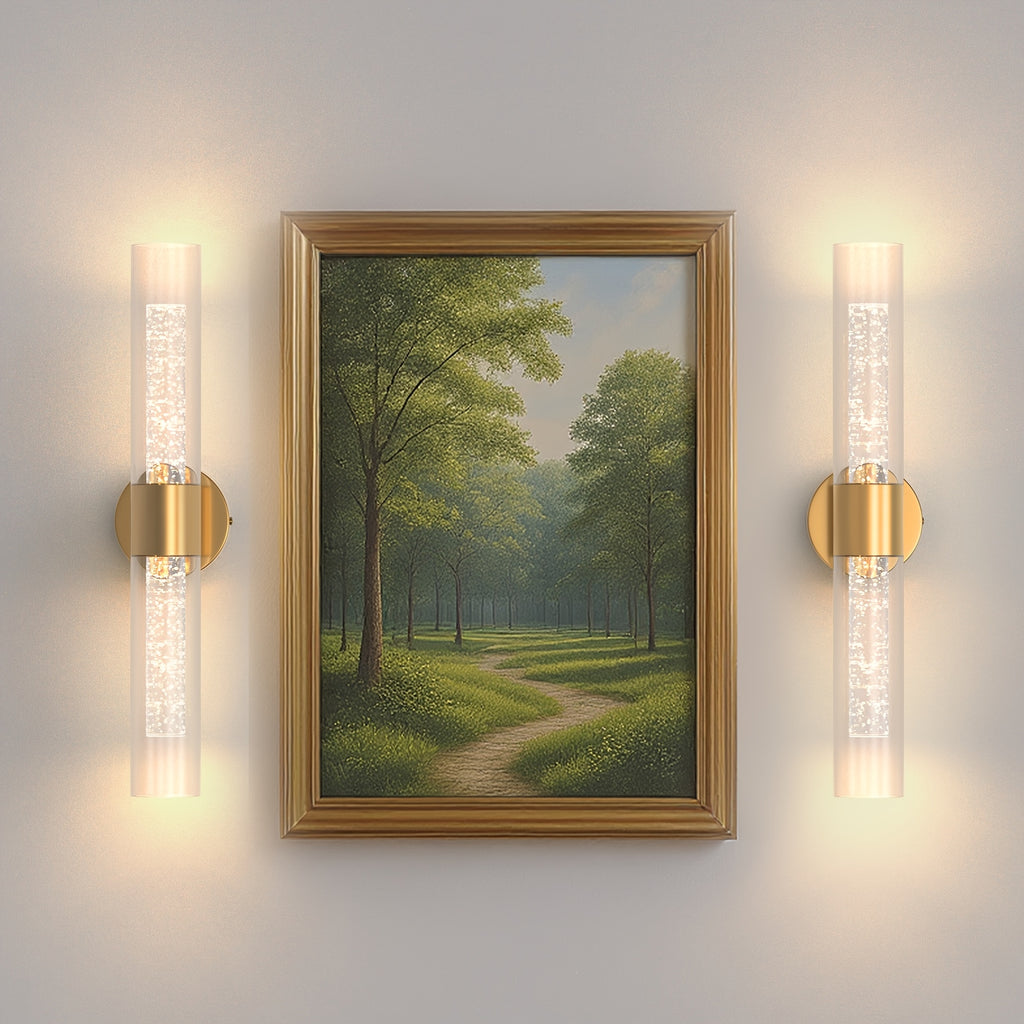 2-Pack Bubble Acrylic Wall Light | 21.7-Inch Long Cylindrical Glass Shade, Rechargeable LED Wall Light with Remote Control, 8000mAh, Dimmable Warm/Cool Dual Color Temperature, Night Light