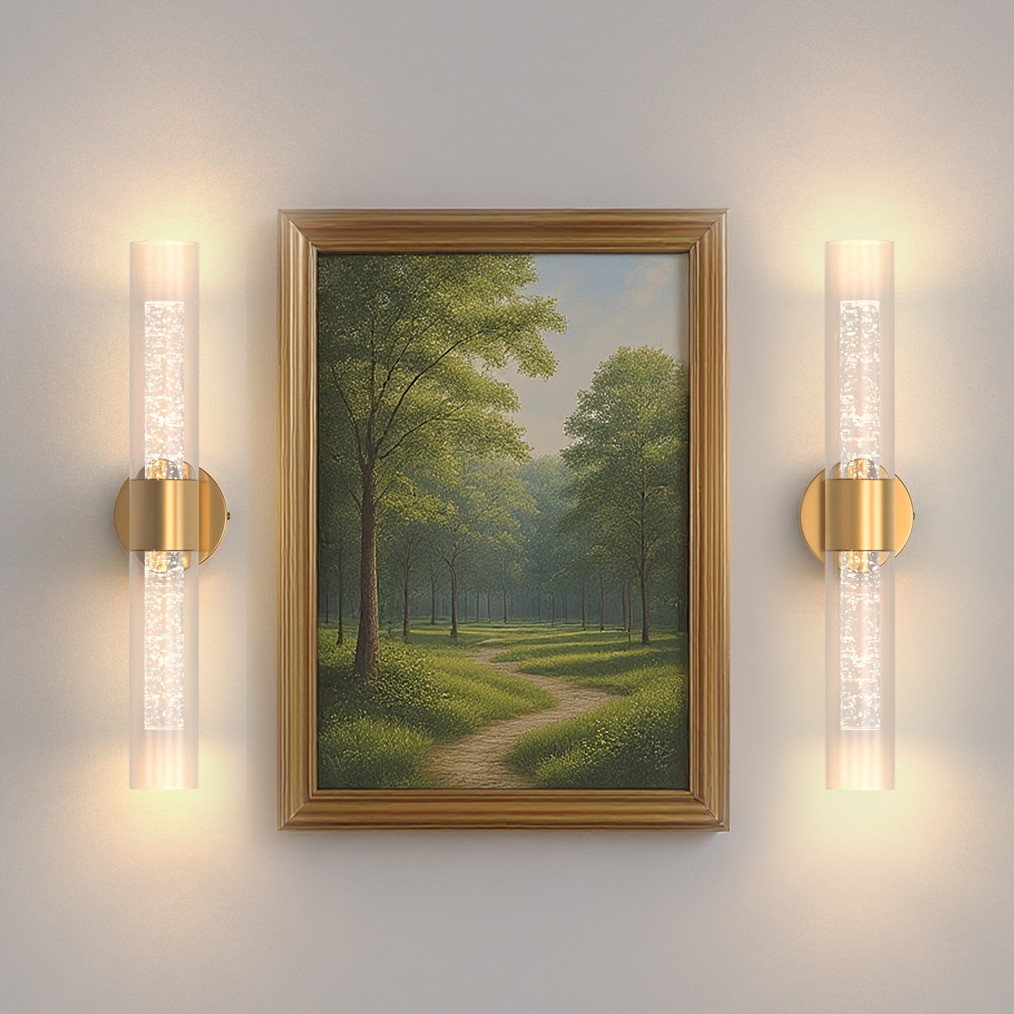 2-Pack Bubble Acrylic Wall Light | 21.7-Inch Long Cylindrical Glass Shade, Rechargeable LED Wall Light with Remote Control, 8000mAh, Dimmable Warm/Cool Dual Color Temperature, Night Light