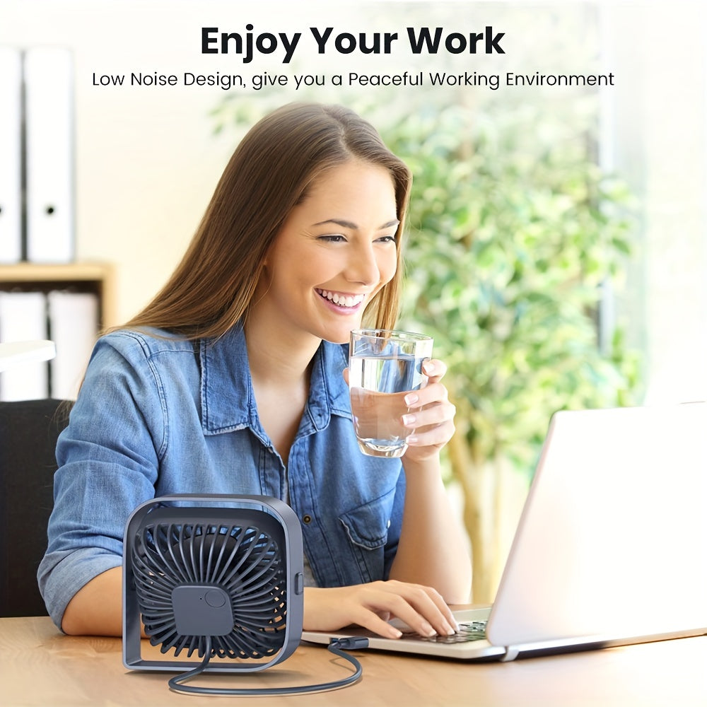 TOPK Personal Desktop Fan, 3-Speed 4-Inch Small USB Portable Fan, USB Plug-In Mini Cooling Fan, 360° Rotatable Quiet Desktop Fan, Ideal for Home Office Bedroom Dorm Indoor Outdoor Summer Gifts