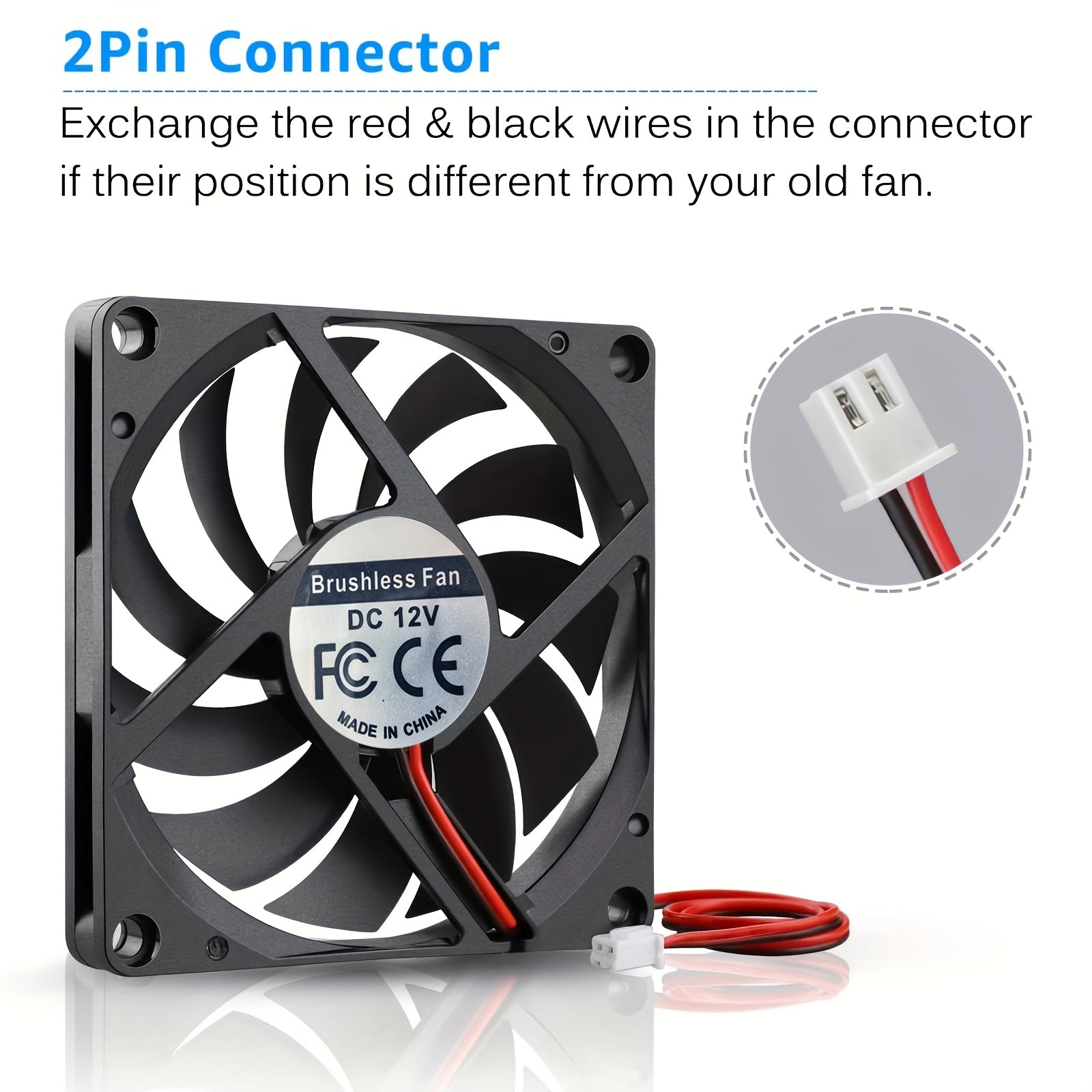 120mm×120mm×25mm DC 12V/24V Brushless Computer Case Fan, 2-Pin High Performance Cooling Fan