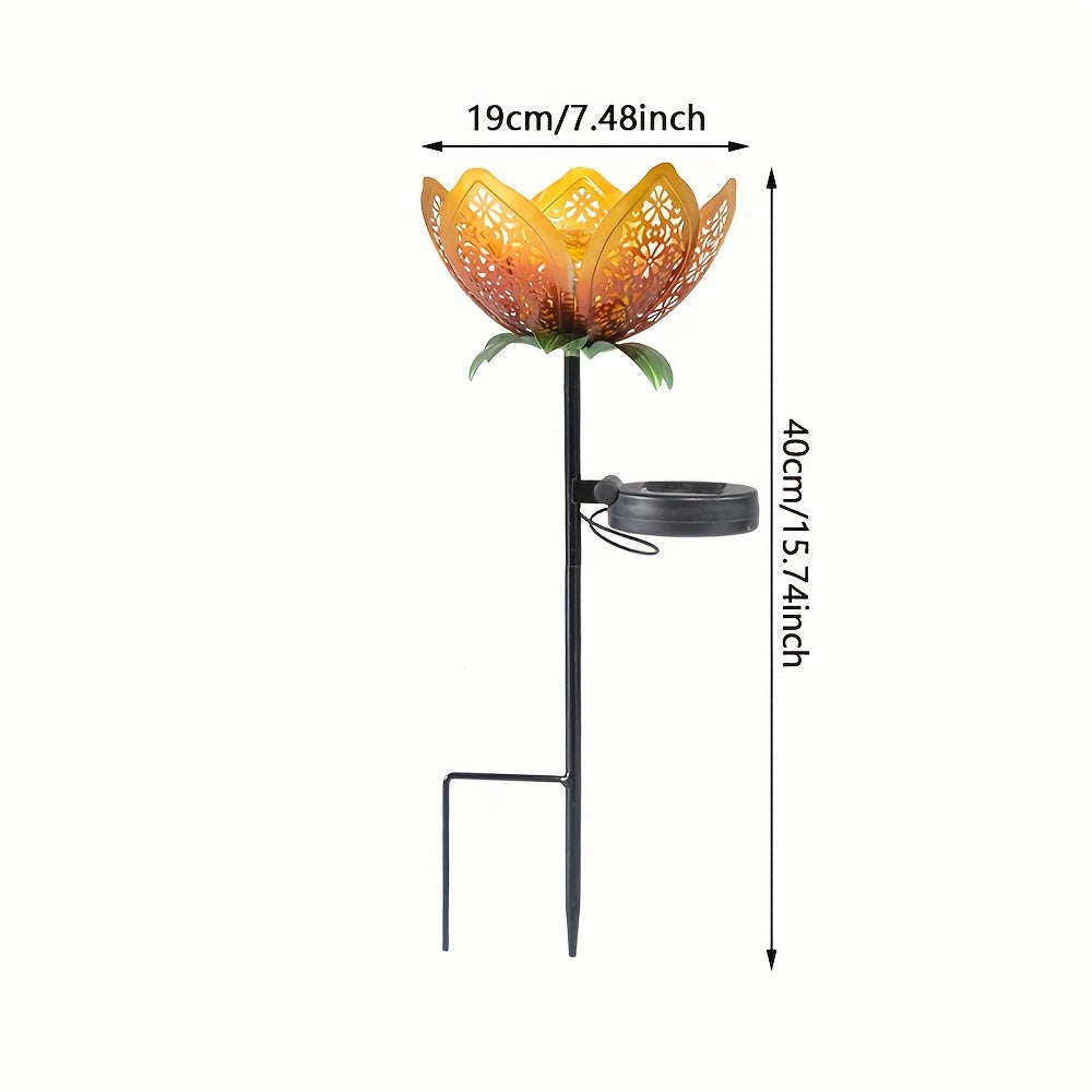 2/3-Piece Solar Hollow Sunflower Lawn Light - IP44 Splash-Proof Waterproof, with Cracked Glass and Metal Flower Design, Suitable for Garden, Courtyard and Walkway Decoration, Solar Garden Light, Valentine's Day / Easter Decoration / Gift