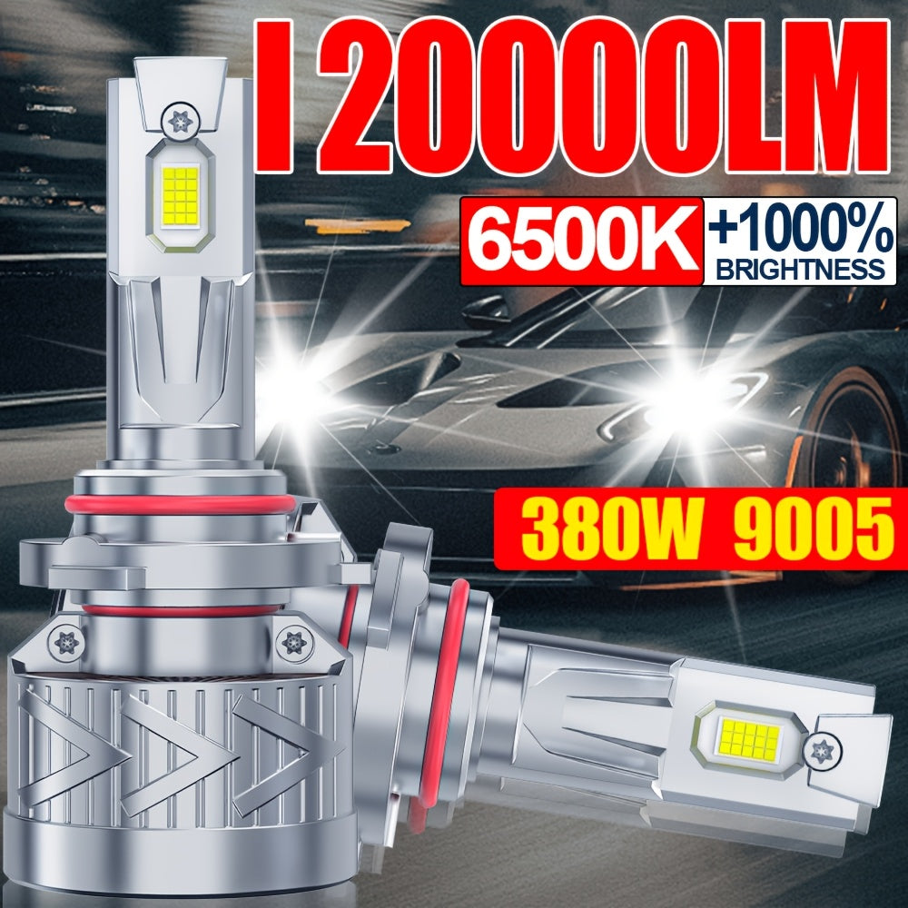 2-Pack LED Car Headlight Bulbs H1 H4 9003 HB2 H7 H18 H8 H9 H11 H16, 2000 Lumens, 6500K, Plug-and-Play, with External Driver, Compatible with 9005 9006 9012, 1000% Brightness Increase, Equipped with Fast Cooling Fan