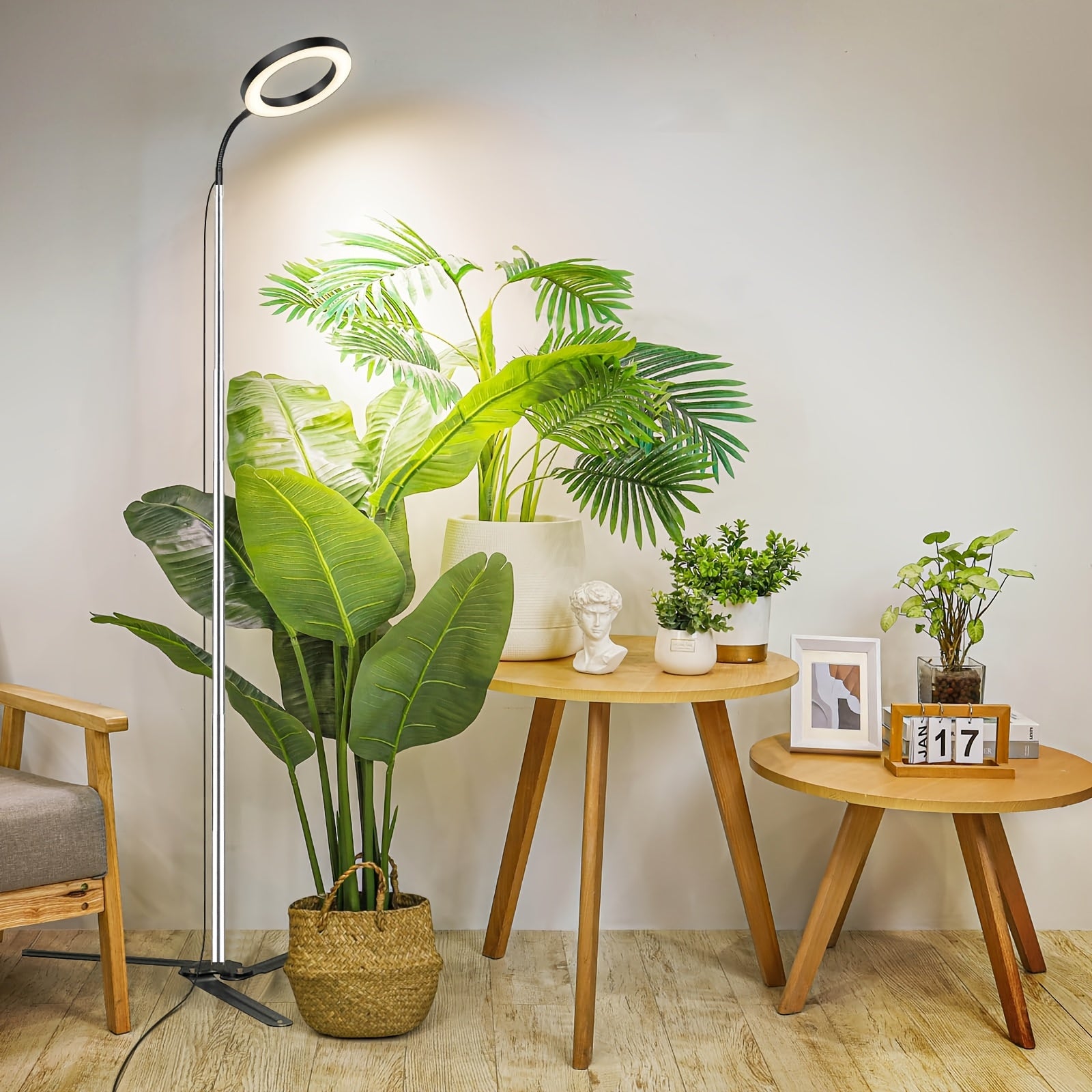 IGROWSLA 72 LED Full Spectrum Indoor Plant Grow Light, Dimmable Brightness, 3/9/12H Timer, Height 11.81-62.99 Inches, Suitable for Large Potted Plants, Painted Surface, USB Powered, No Battery Included