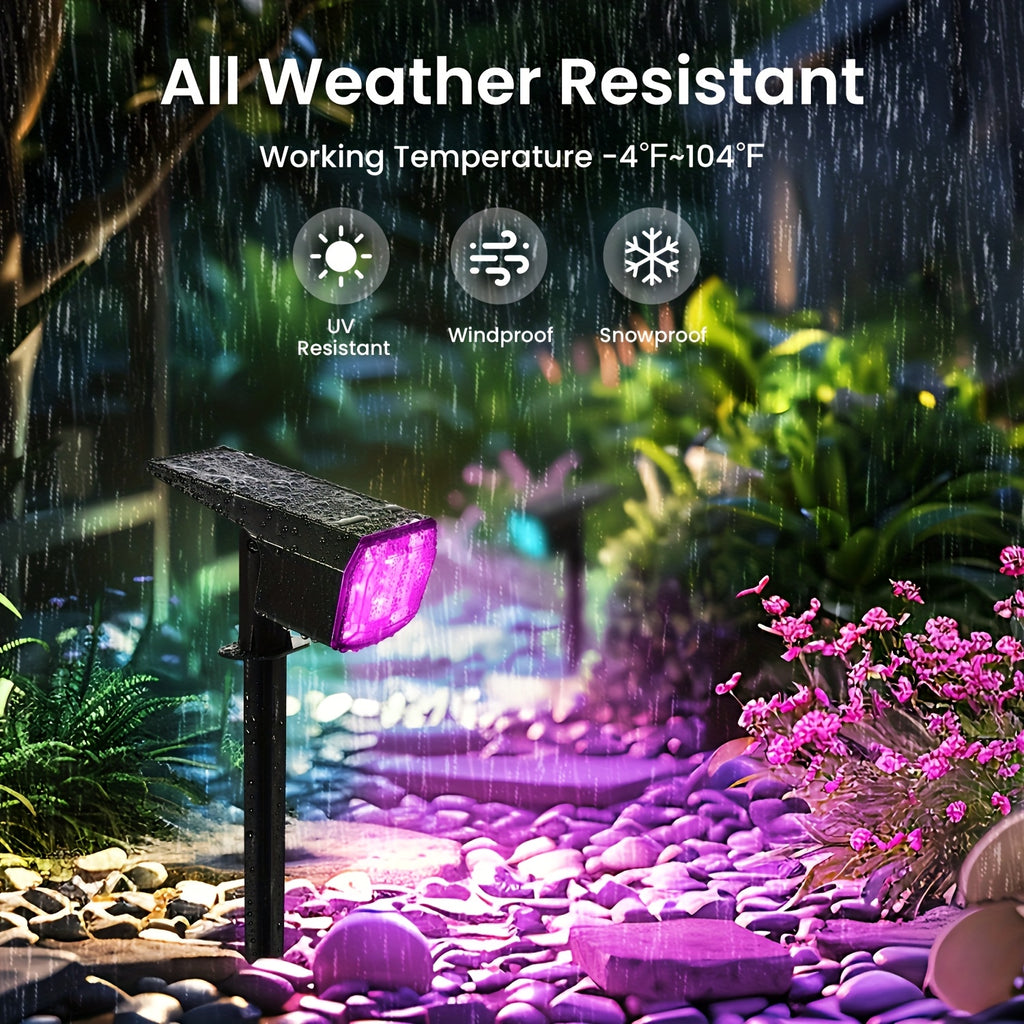 6-Piece Solar Spotlight Outdoor IP65 Waterproof, 9 Lighting Modes RGB Color Changing, Solar Landscape Spotlight 63 LED Warm White Light Courtyard Light – Perfect Choice for Halloween Christmas Decoration