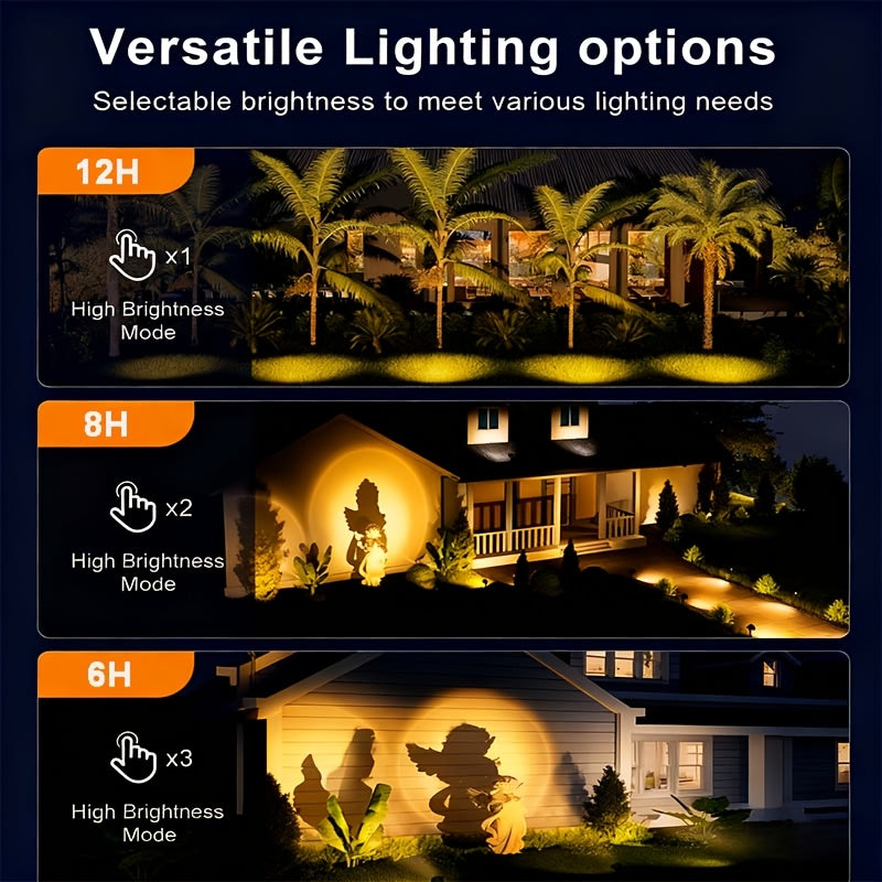 Outdoor Solar Spotlight Set, Available in 1/2/4 Packs, Landscape Light, Equipped with 18 LEDs, IP44 Waterproof Rating, Smart Light Sensor Function, Perfect for Outdoor Decoration in Courtyards, Gardens, Lawns, Walkways and Furniture Design