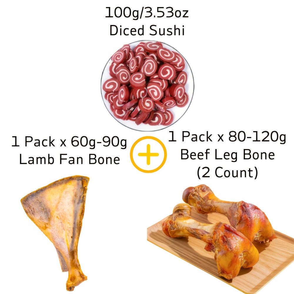 混合口味狗咬膠 - 牛肉、肋骨、土豆 - 高蛋白（30%）、低脂肪、持久牙齒清潔 - 易消化硬質訓練零食，適合幼犬訓練、潔齒 - 全品種（小、中、大型犬）- 袋裝，極限咀嚼專用，寵物牙齒護理，視覺吸引力，天然原料，牛排形狀零食，中等體型犬