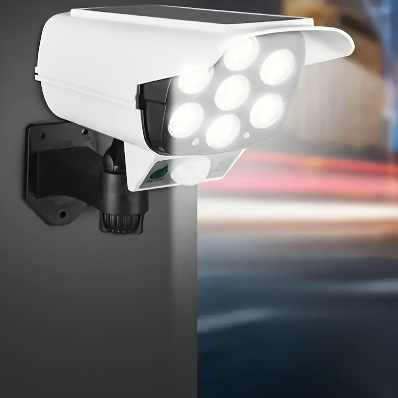 Set of 2 Solar-Powered Outdoor Motion-Activated Spotlights Featuring 77 Leds, a Wireless Security Camera Suitable for Home, Garden, Porch, And Driveway, Easy to Install, Made of Plastic, Solar-Powered Security Camera
