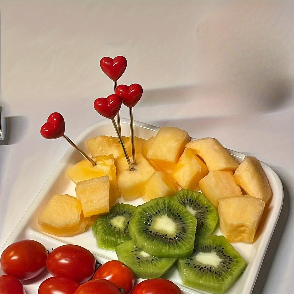 304 Stainless Steel Heart-Shaped Fruit Forks – Romantic Cutlery for Valentine‘s Day, Christmas, Wedding Parties – Durable Decorative Fresh Fruit & Snack Forks